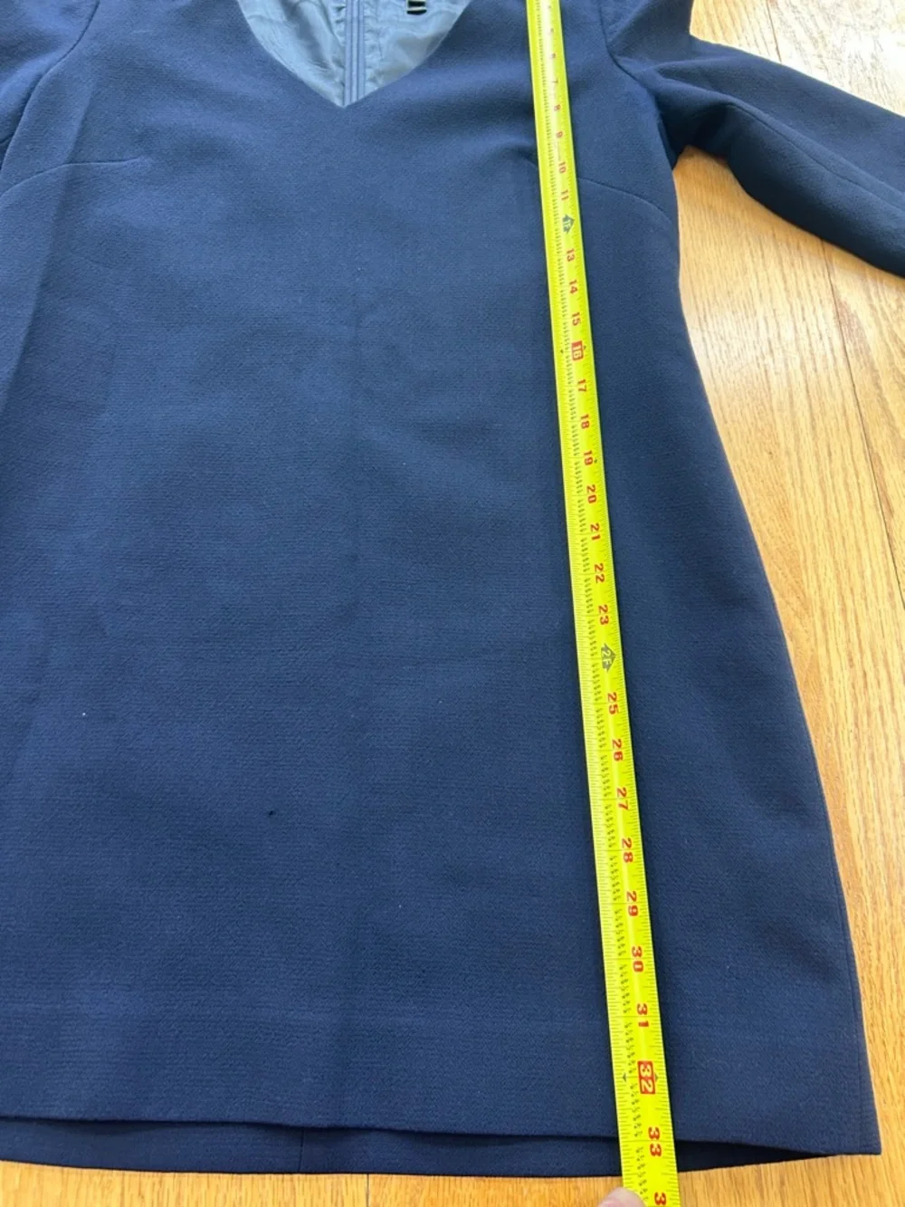 J. Crew Size 6 Navy Blue Wool Crepe V-Neck Shift Dress 3/4 Sleeve‎ Lined 97450